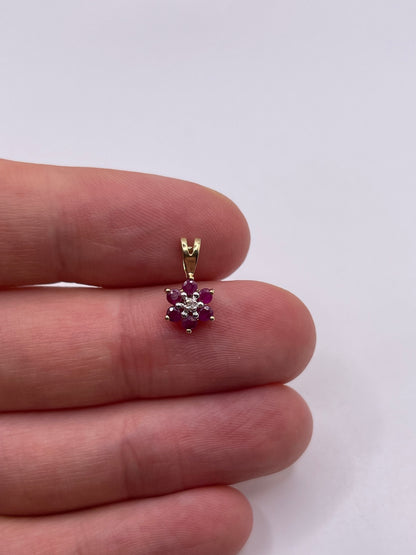 9ct gold ruby and diamond pendant