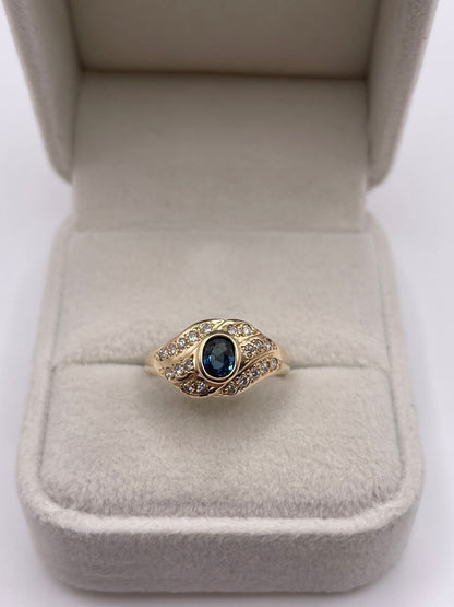 9ct gold sapphire and diamond ring