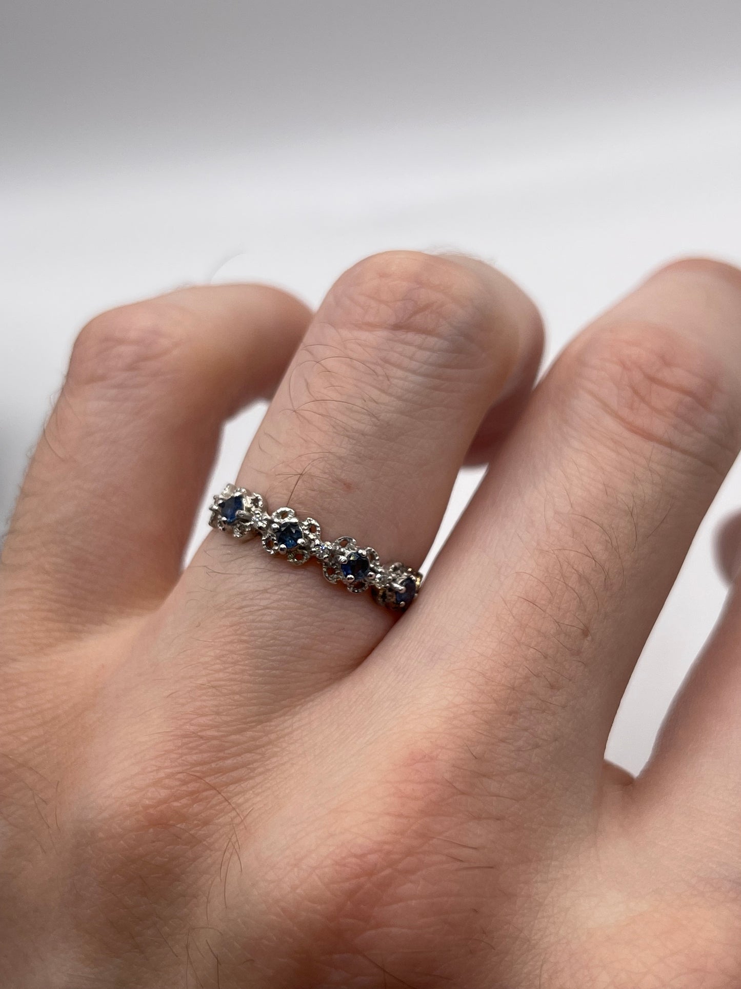 9ct two tone gold sapphire and diamond ring