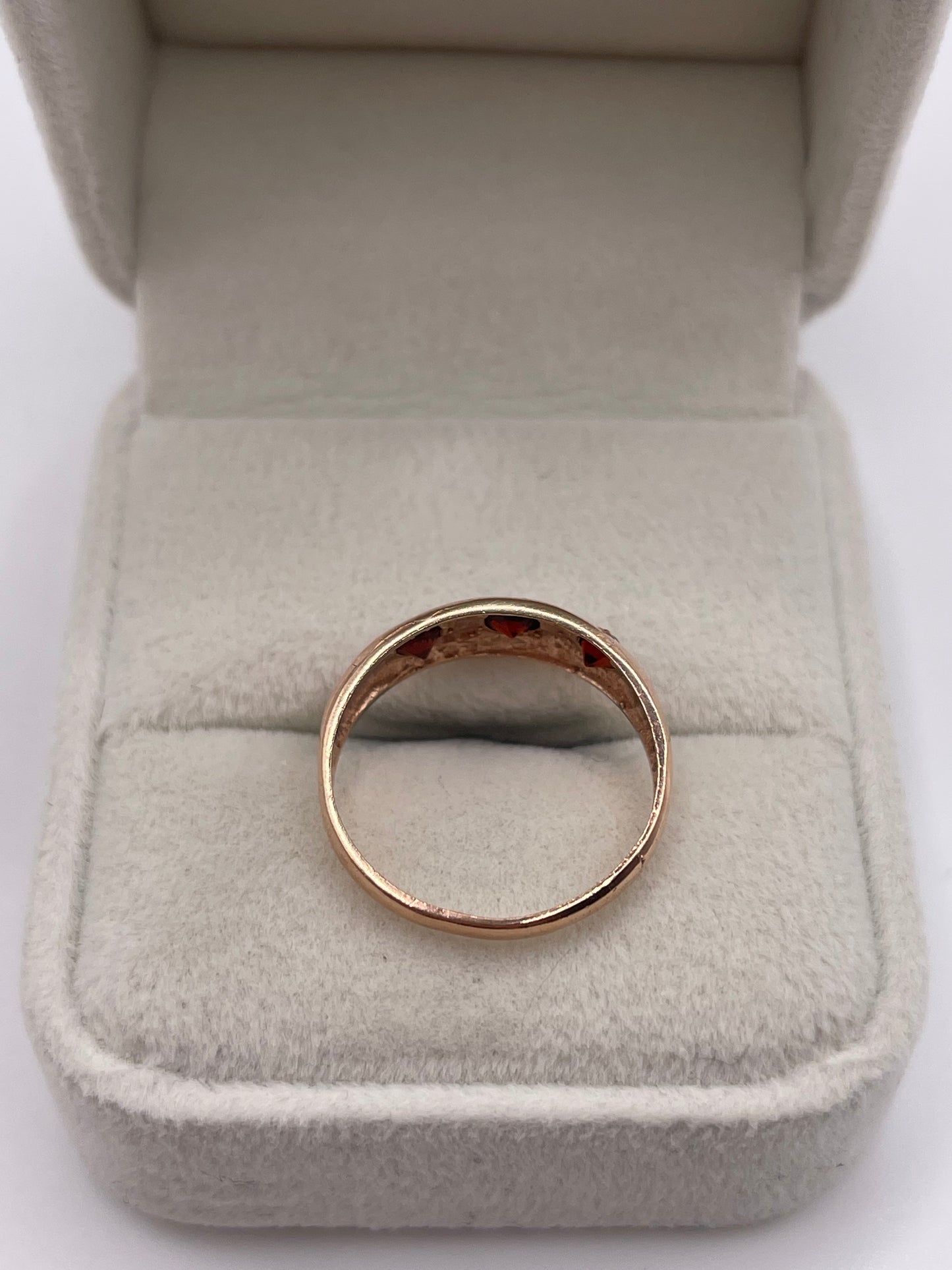 9ct rose gold garnet gypsy ring