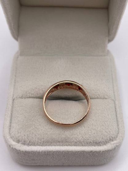 9ct rose gold garnet gypsy ring