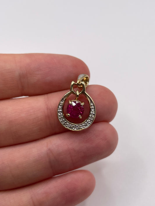 9ct gold ruby and diamond pendant