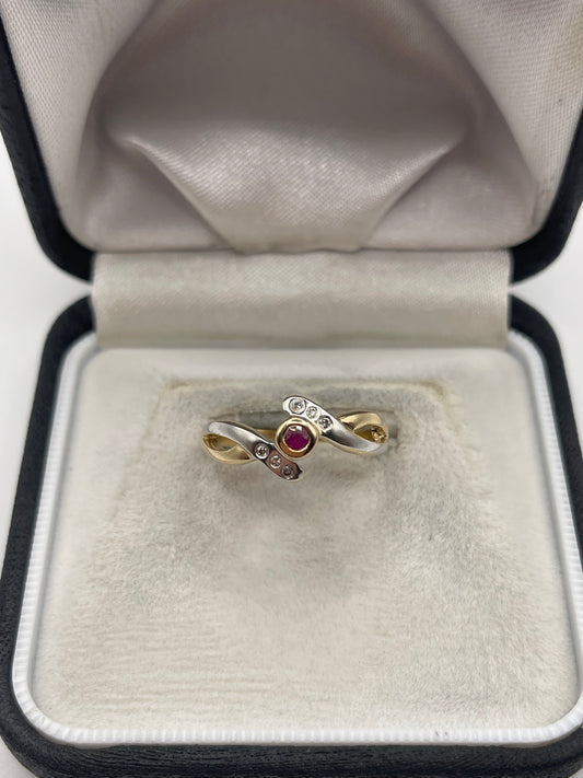 9ct gold ruby and diamond ring