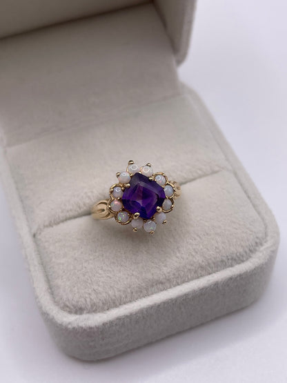 9ct gold amethyst and opal ring