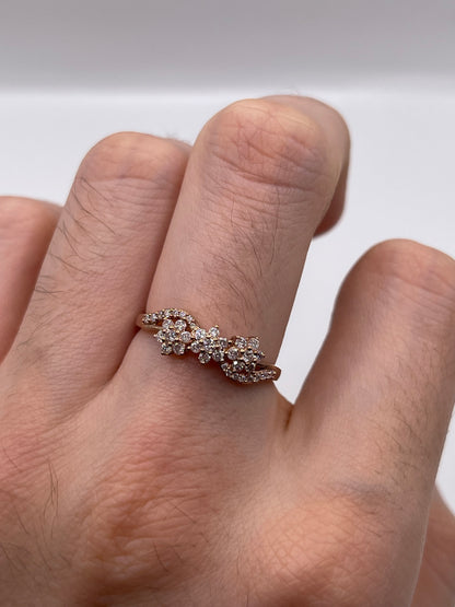 9ct rose gold diamond cluster ring