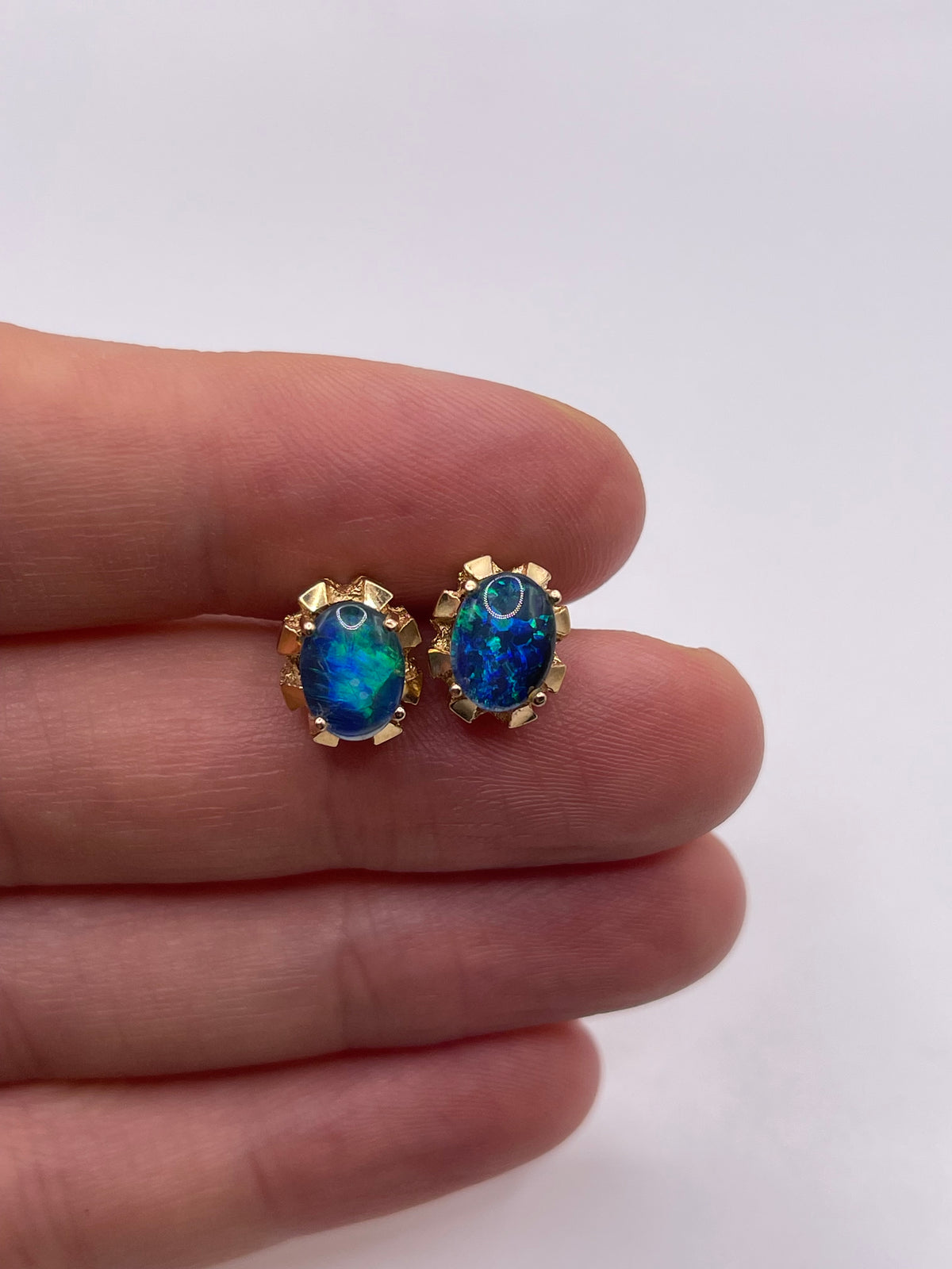 9ct gold opal triplet earrings