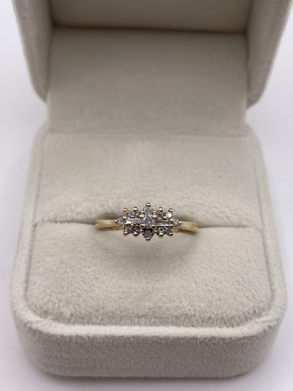 9ct gold diamond cluster ring
