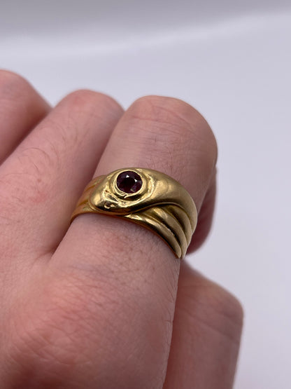 Antique 18ct gold ruby snake ring