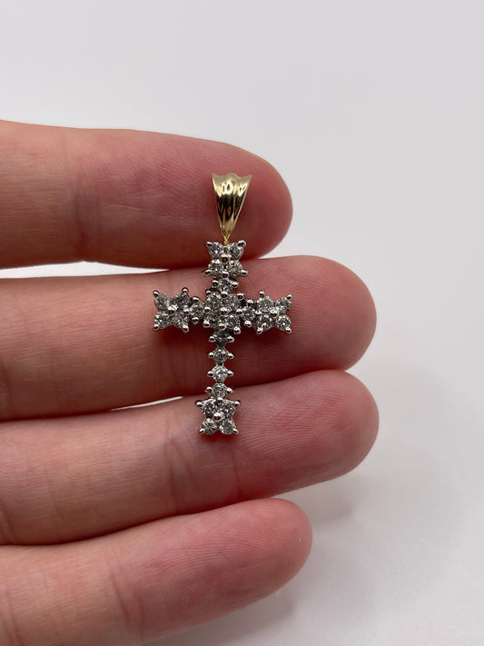 9ct gold 75 point diamond cross pendant