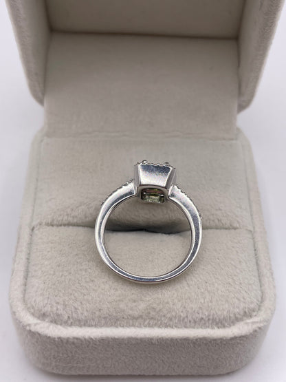 9ct white gold quartz and diamond ring