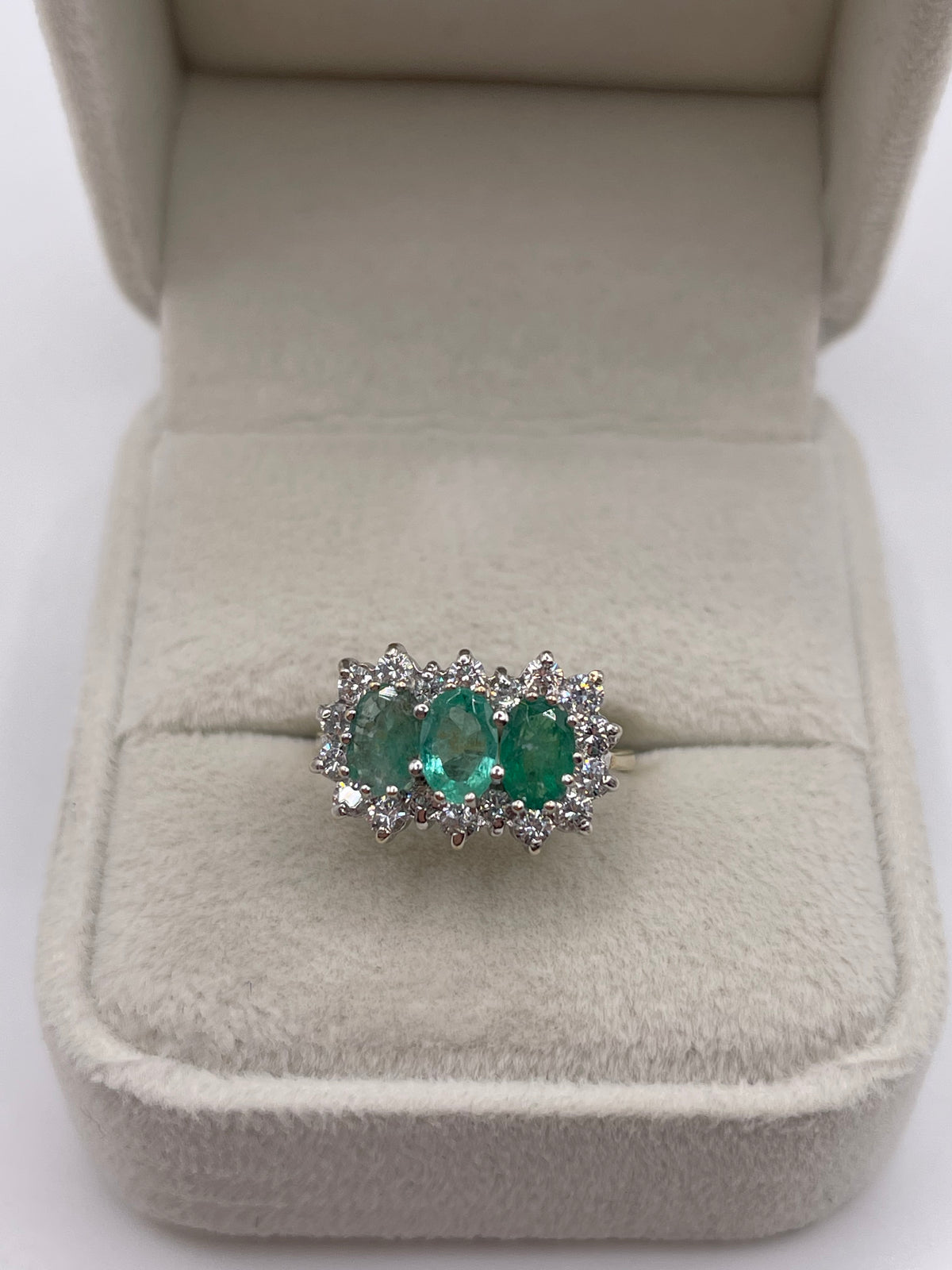 9ct gold emerald and cz ring