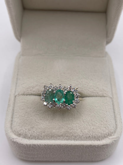 9ct gold emerald and cz ring
