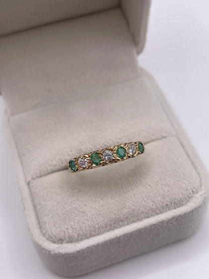 9ct gold emerald and cz ring