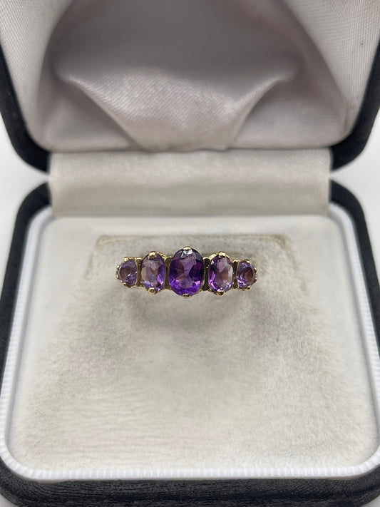 9ct gold amethyst ring