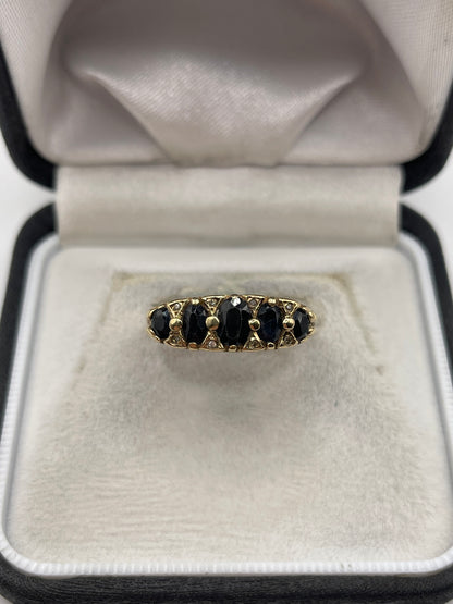 9ct gold sapphire and diamond ring