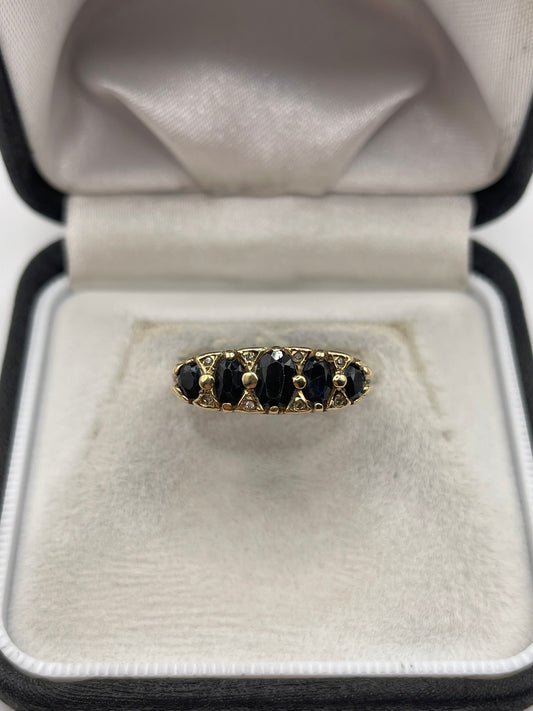 9ct gold sapphire and diamond ring
