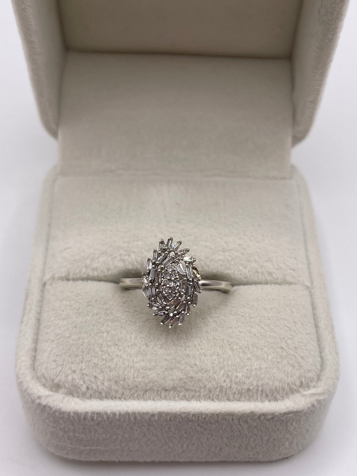 9ct white gold diamond cluster ring