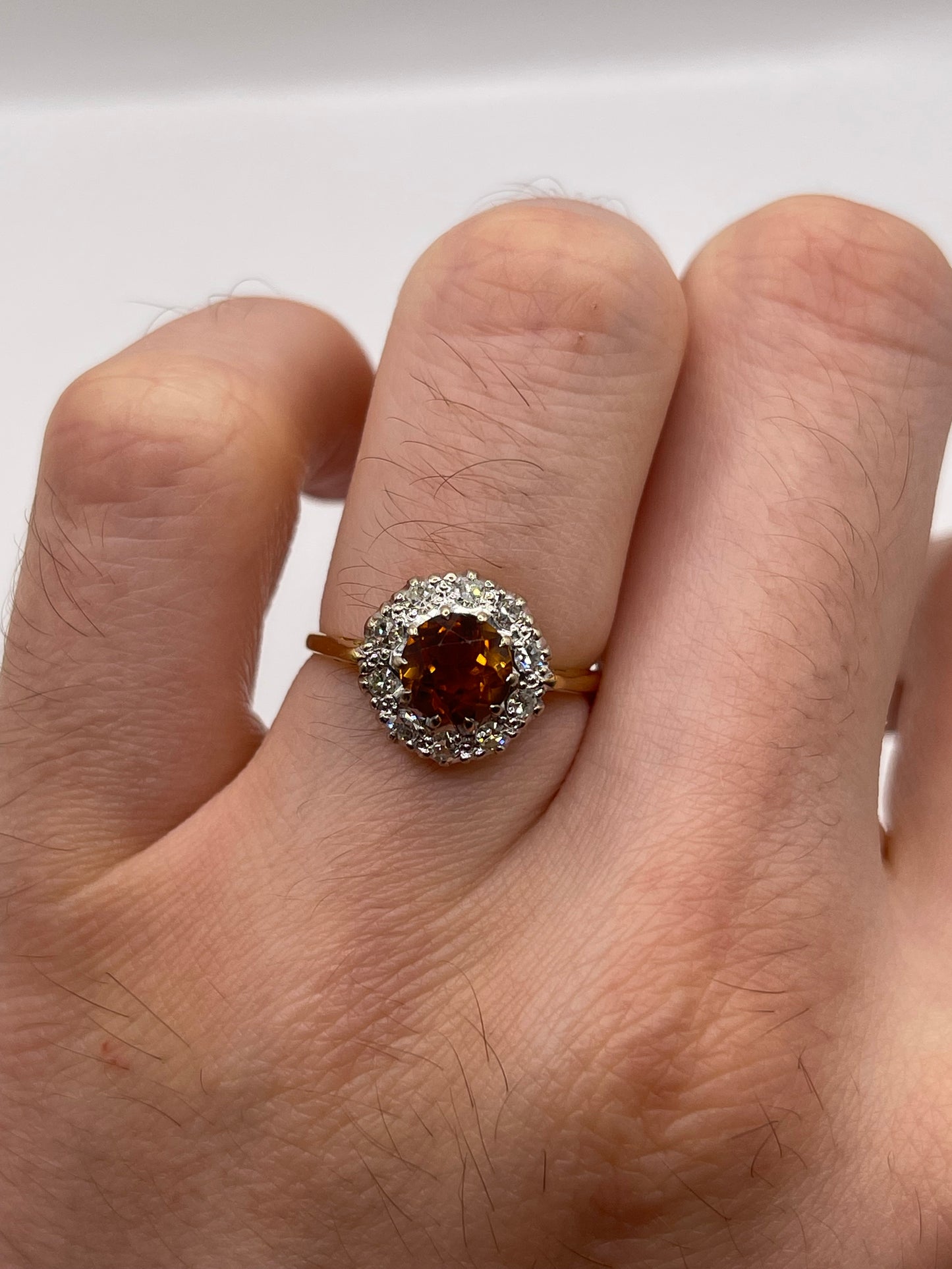 18ct gold citrine and diamond ring