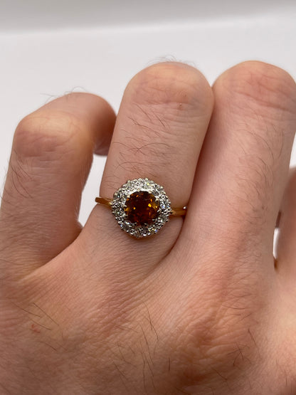 18ct gold citrine and diamond ring