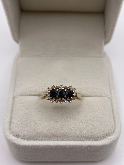 9ct gold sapphire and diamond ring