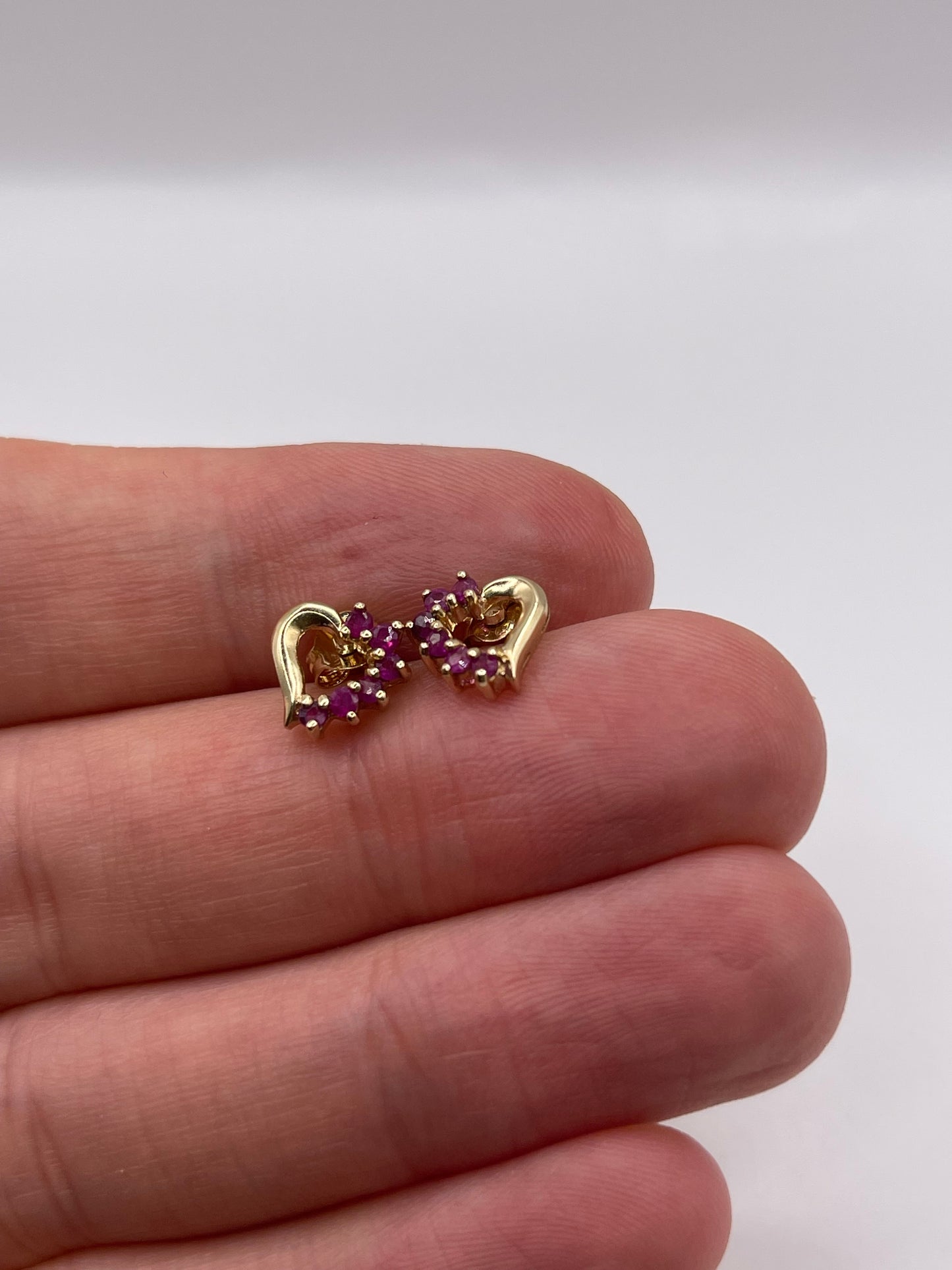 9ct gold ruby heart earrings