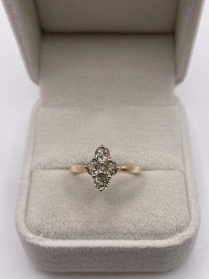 9ct gold quartz cluster ring