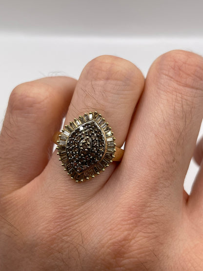 9ct gold 1ct diamond cluster ring
