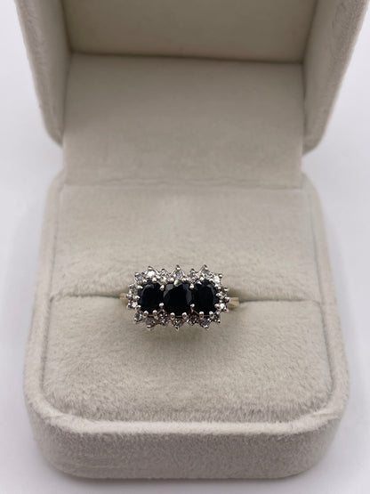 9ct gold sapphire and diamond ring