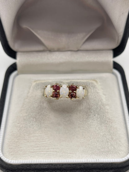 9ct gold opal and tourmaline ring