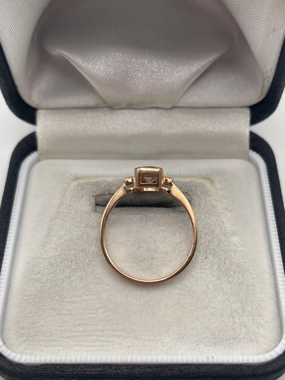 9ct rose gold morganite and zircon ring