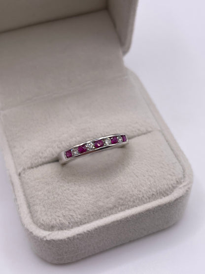 9ct white gold ruby and diamond ring