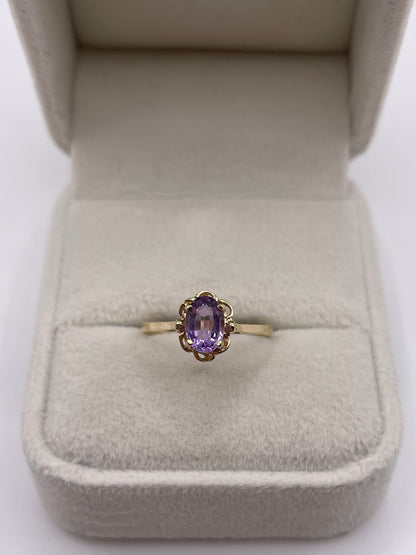 9ct gold amethyst ring
