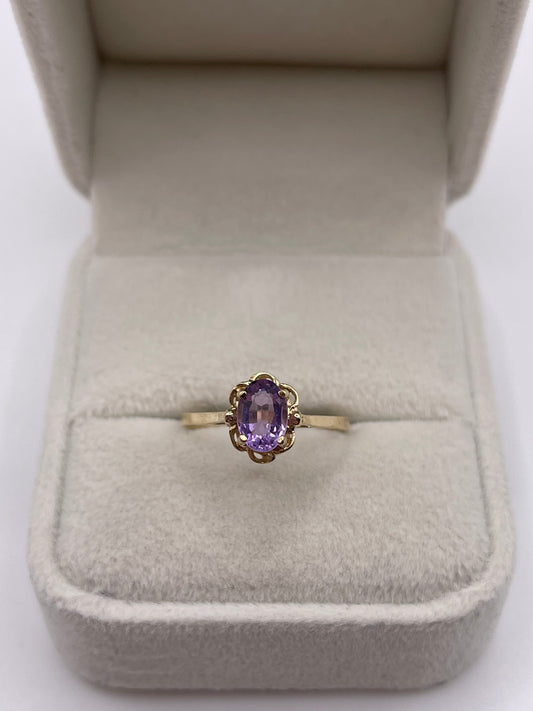9ct gold amethyst ring
