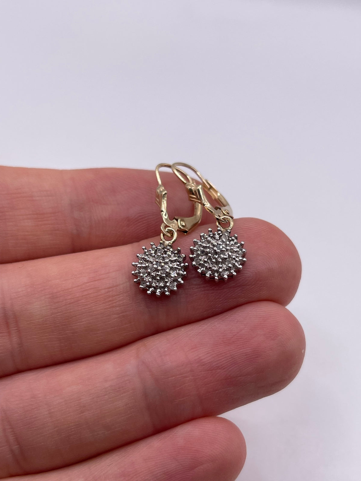 9ct gold diamond cluster earrings