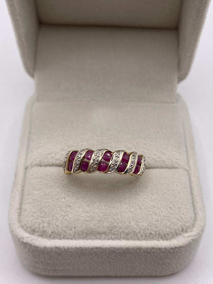 9ct gold ruby and diamond ring