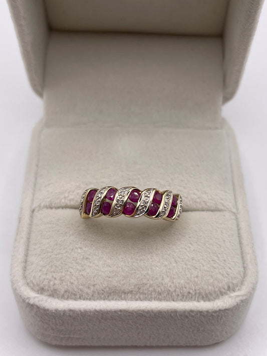 9ct gold ruby and diamond ring