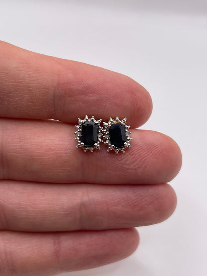 9ct gold sapphire and diamond earrings