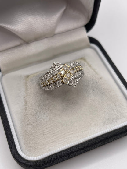 9ct two tone gold diamond cluster ring
