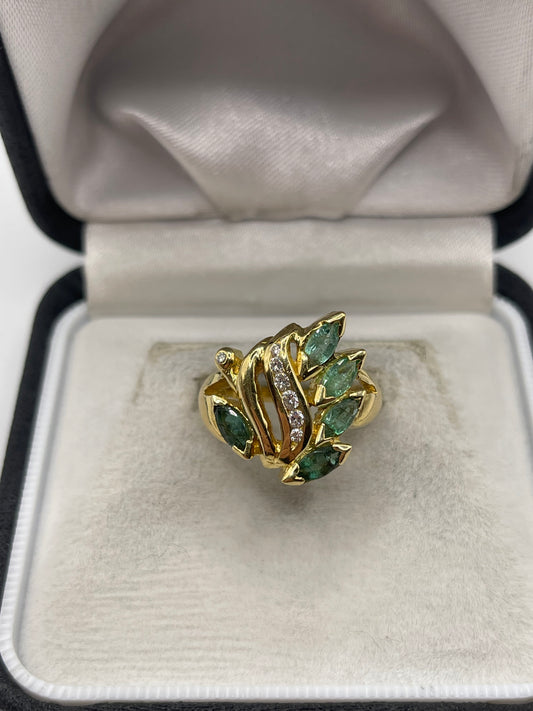 18ct gold emerald and diamond ring