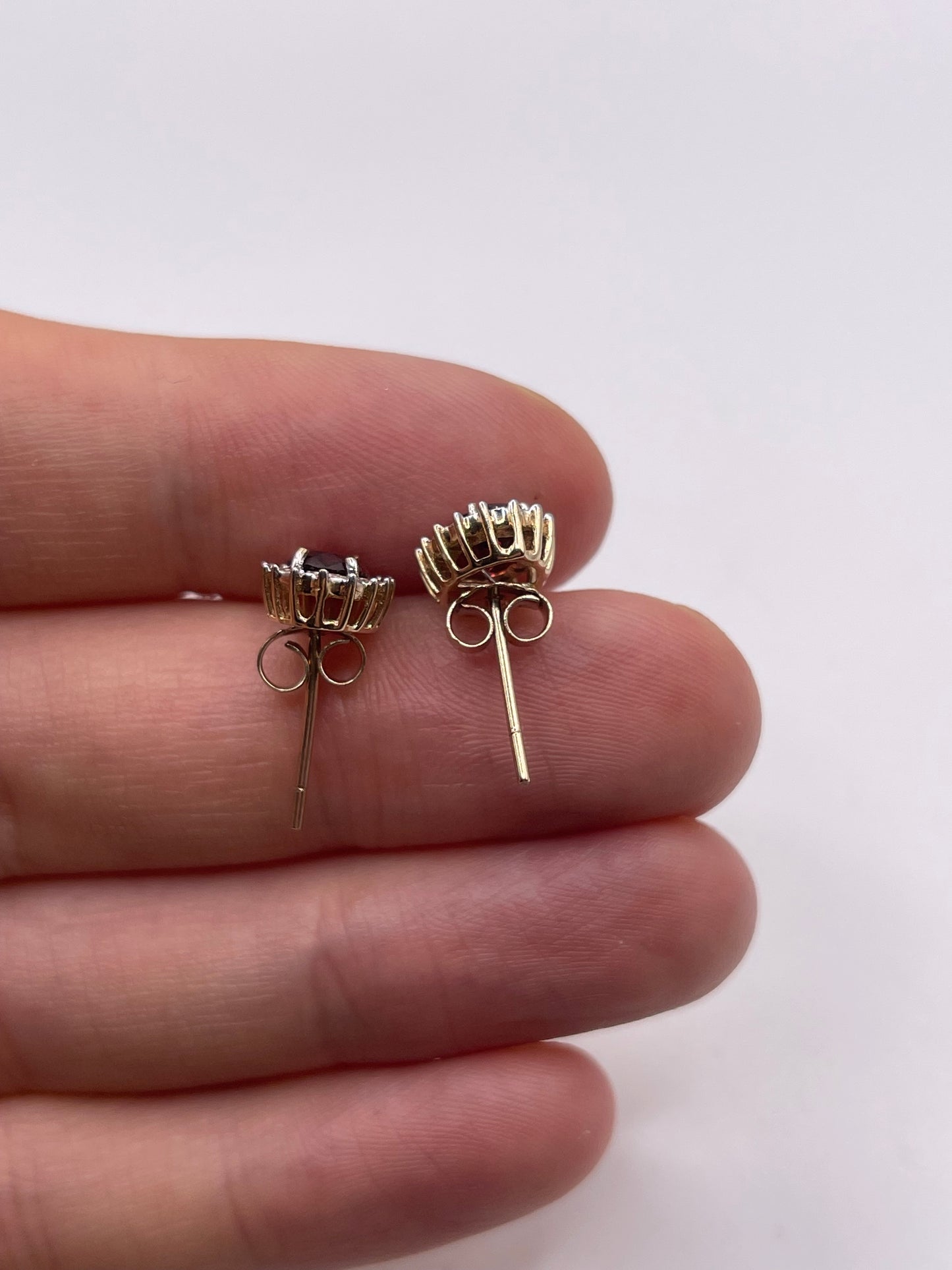 9ct gold garnet and diamond earrings