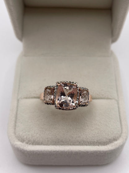 9ct rose gold morganite and diamond ring