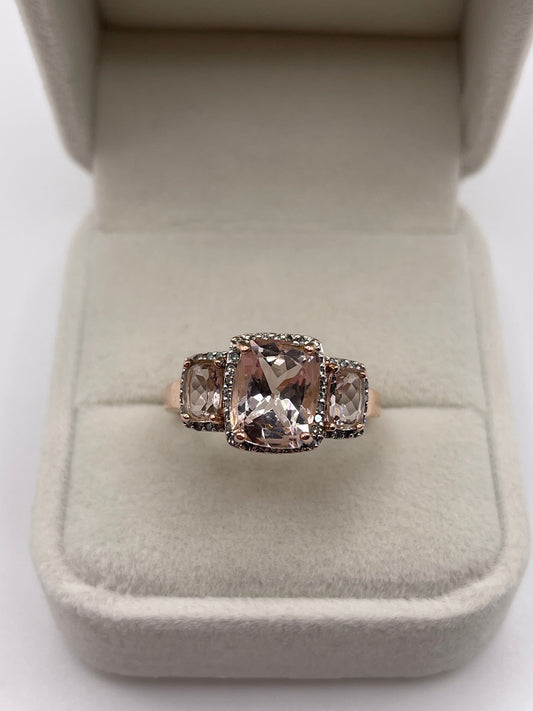 9ct rose gold morganite and diamond ring