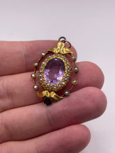 Load image into Gallery viewer, Antique 15ct gold amethyst and pearl pendant
