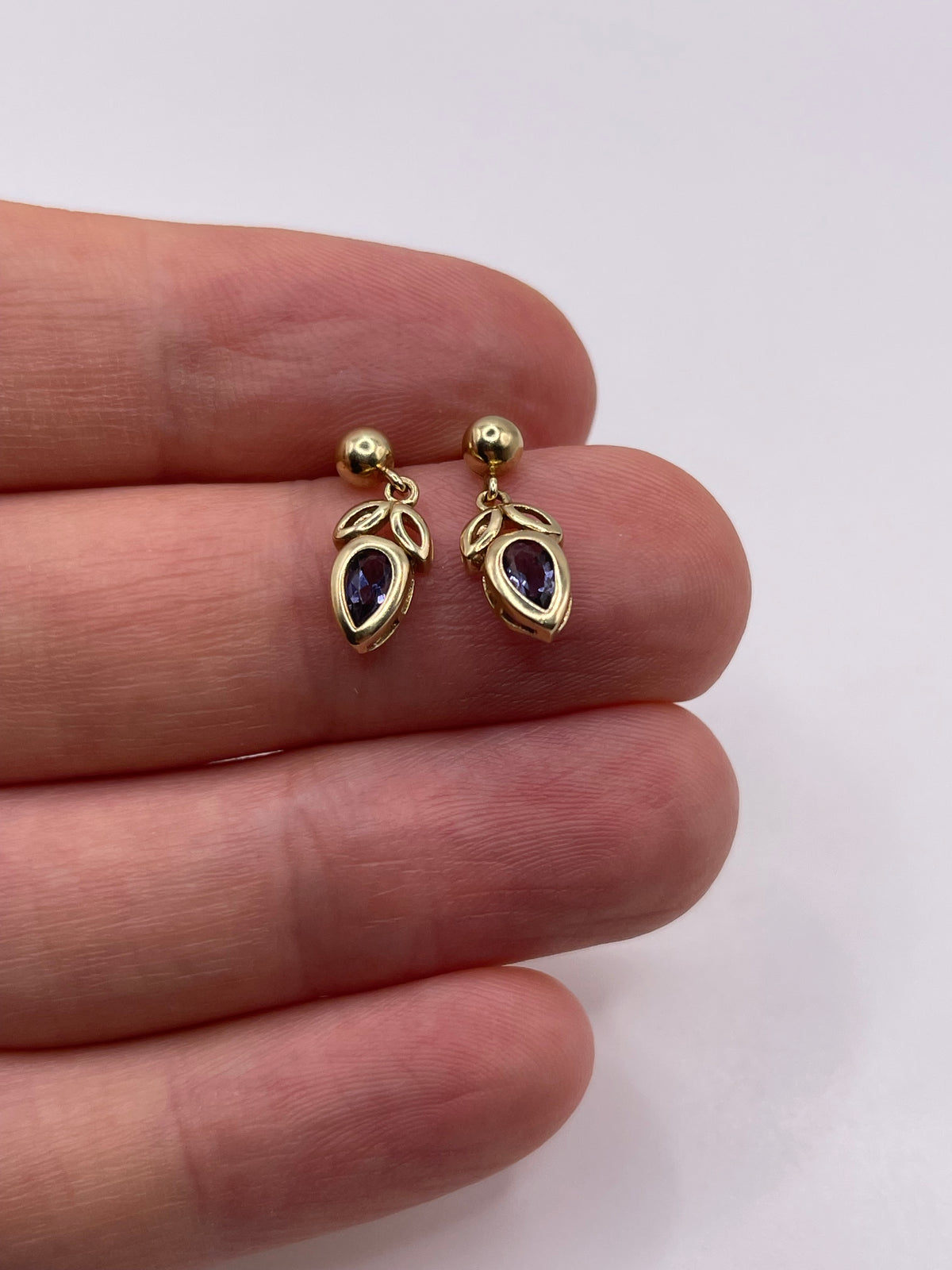 9ct gold iolite earrings