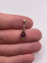 Load image into Gallery viewer, 9ct gold amethyst and diamond pendant
