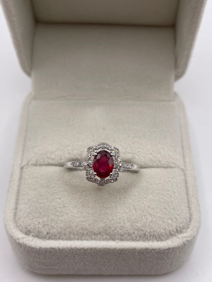 9ct white gold ruby and diamond ring
