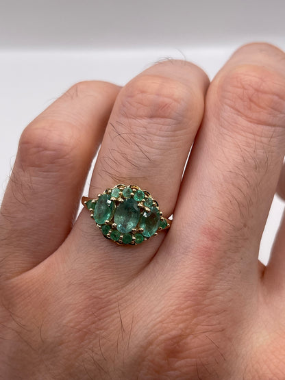 9ct gold emerald cluster ring