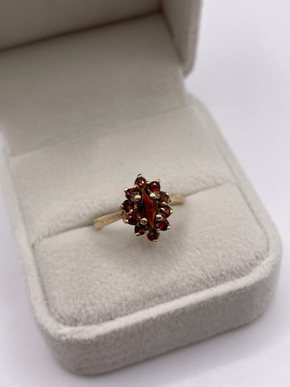 9ct gold garnet cluster ring