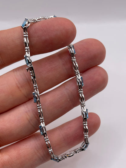 9ct white gold topaz and diamond bracelet