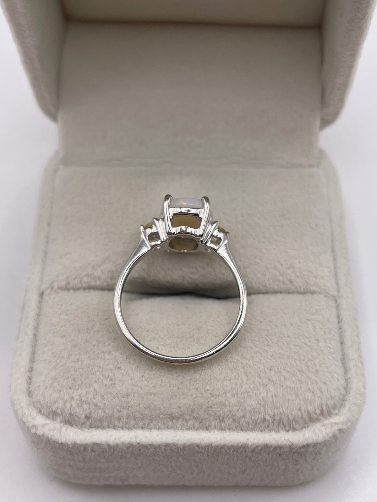 9ct white gold opal and citrine ring